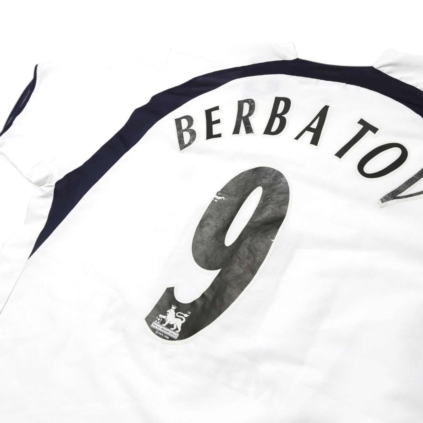 Close-up of Berbatov 9 print showing wear detail on back of shirt