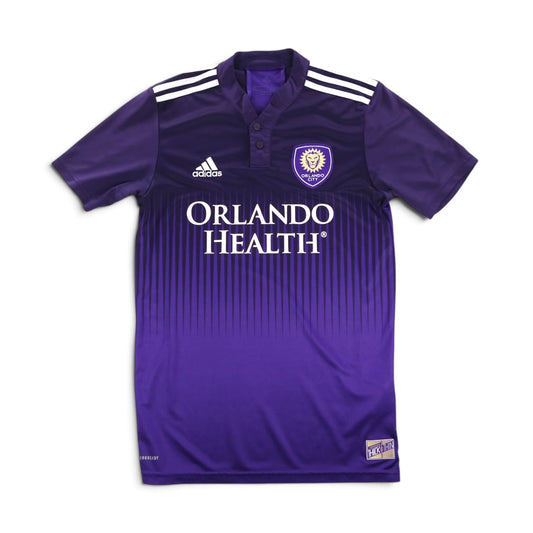 Orlando City SC purple home shirt front view with Orlando Health sponsor and club crest