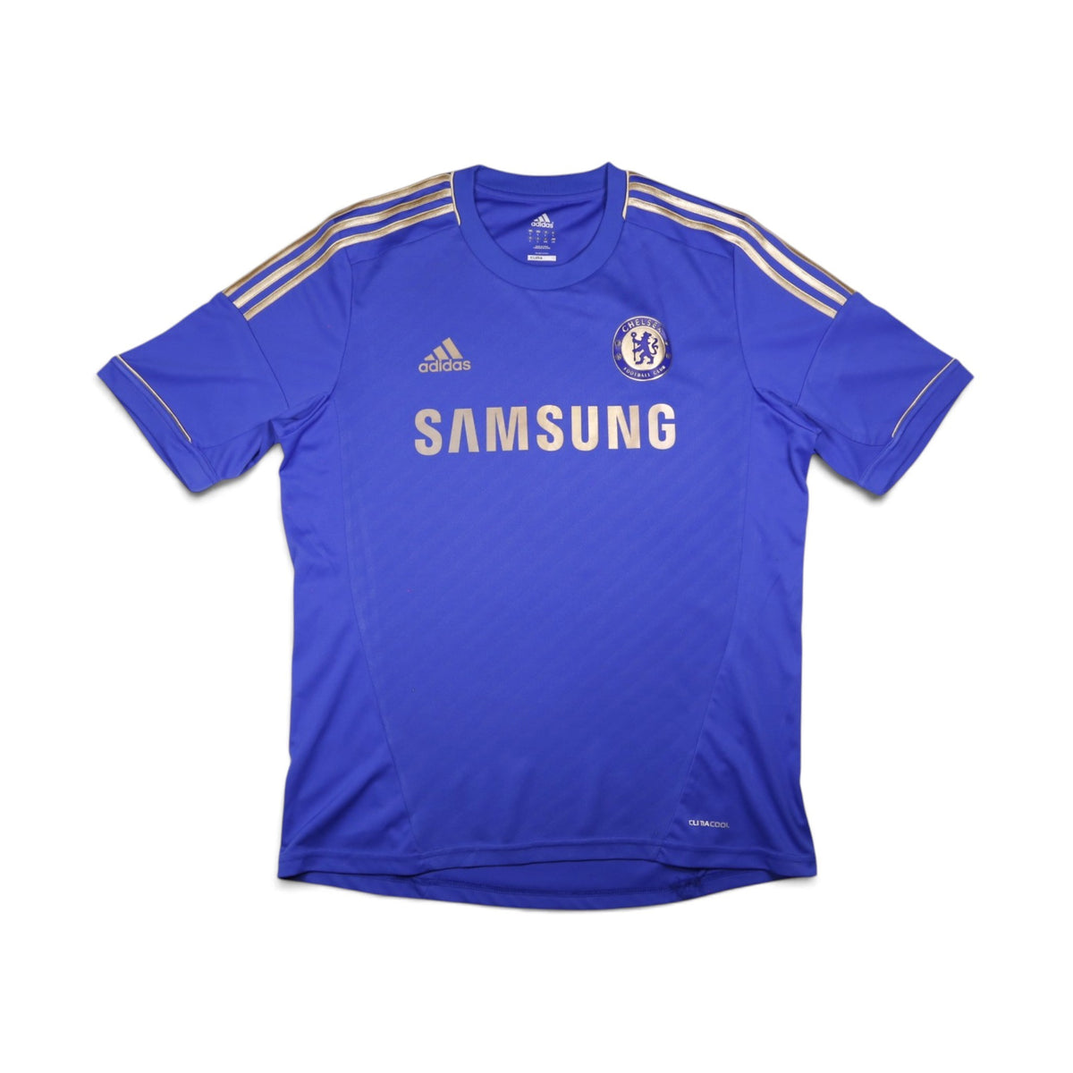 Front view of 2012/13 Chelsea home shirt with Samsung sponsor and adidas logo
