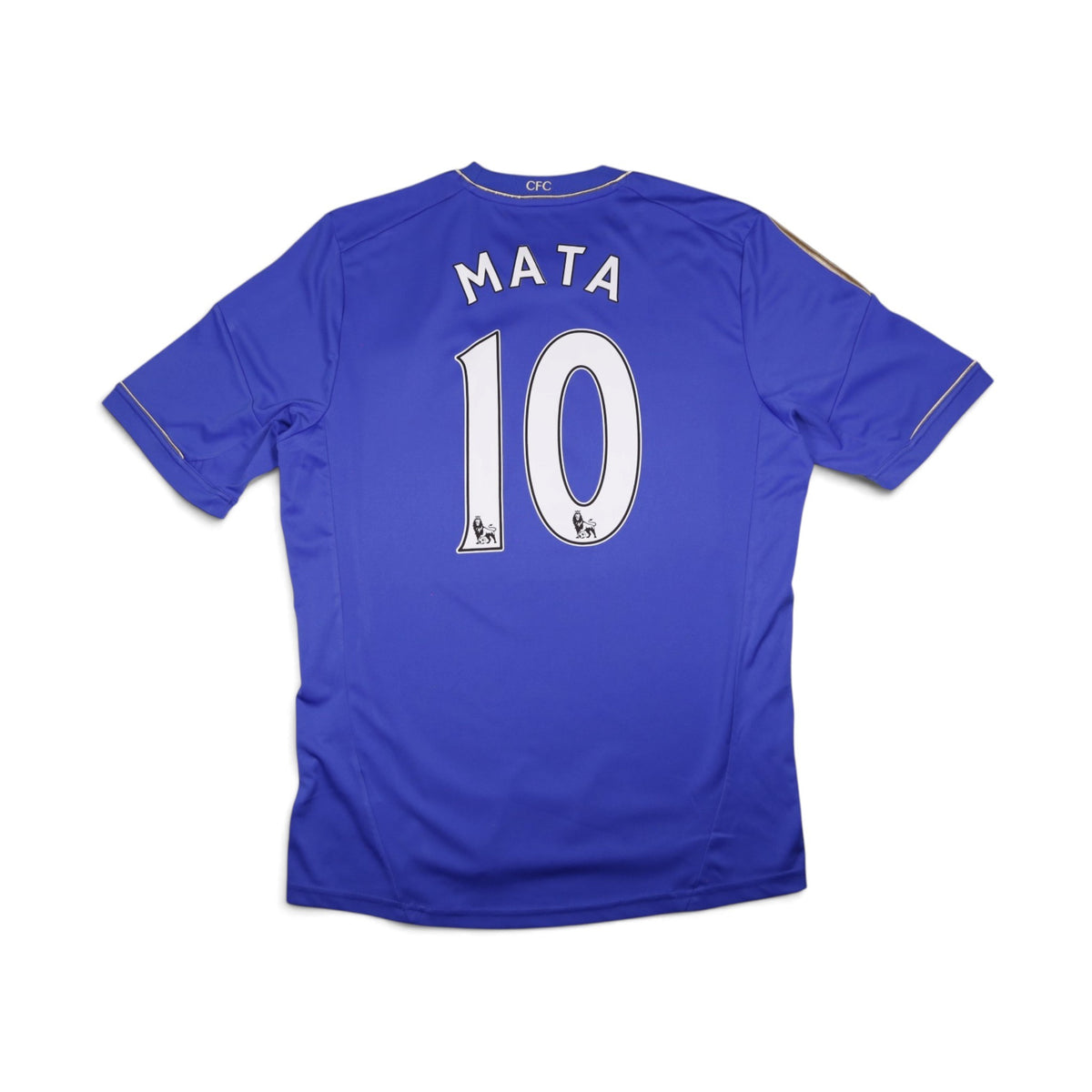 Back view of 2012/13 Chelsea home shirt printed Mata number 10