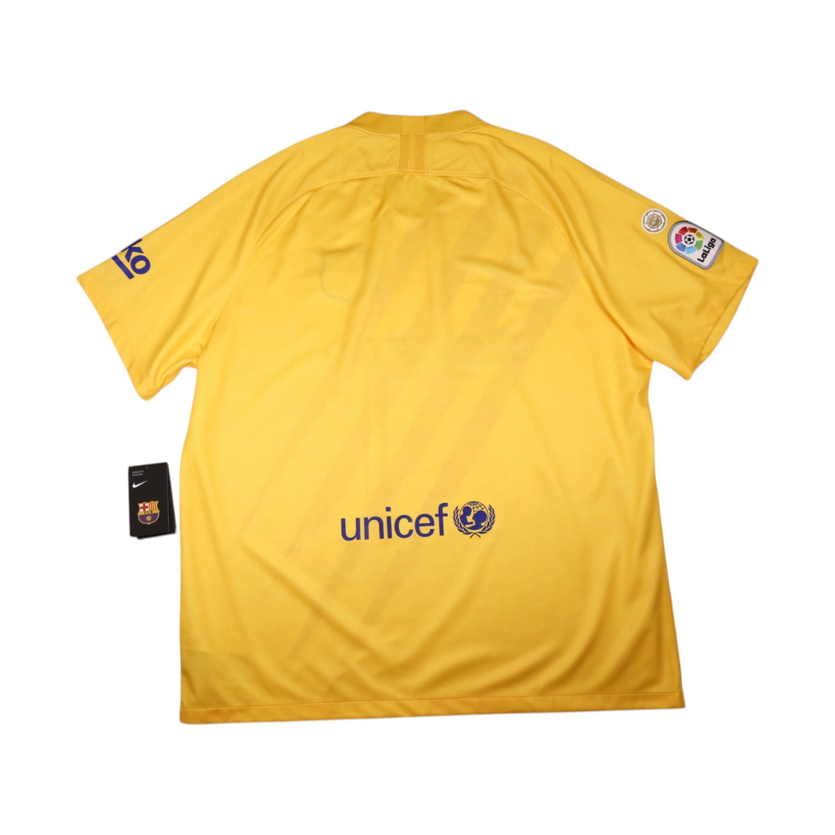 Barcelona 2019/20 Nike fourth shirt back, yellow with Unicef logo and LaLiga sleeve patch