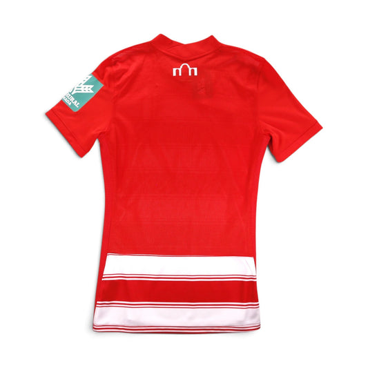 Granada 2021/22 home shirt back view, plain red with white arch emblem below collar