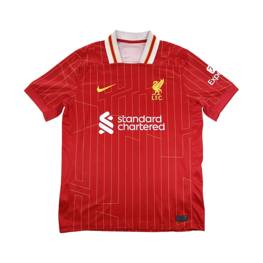 Liverpool 2024/25 home shirt front view with Standard Chartered sponsor