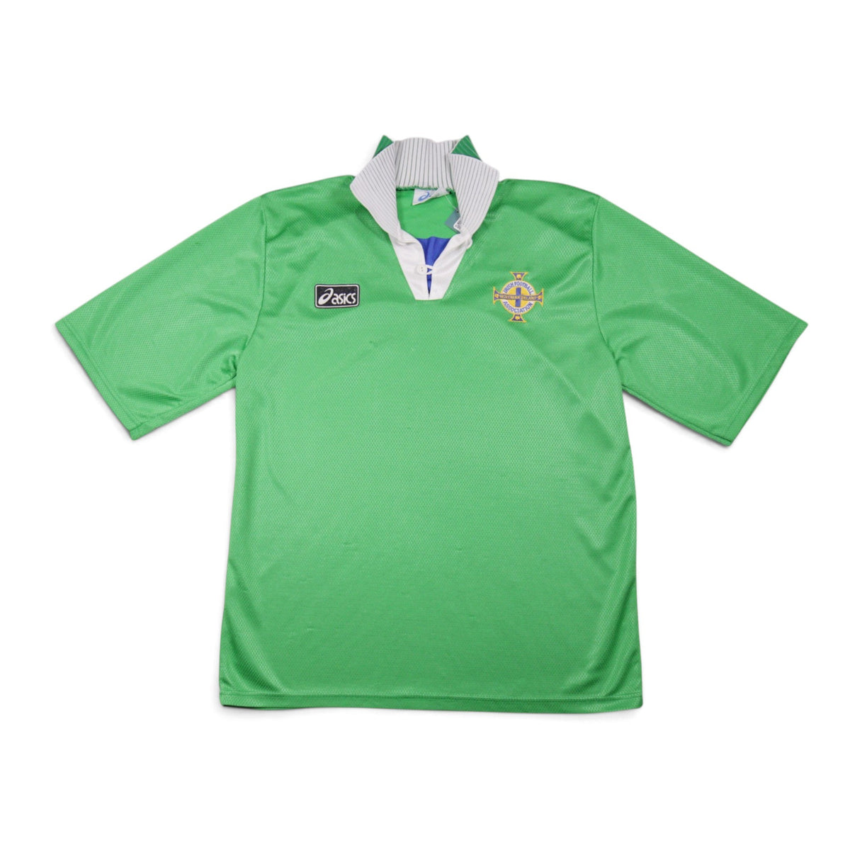 Front view of 1994/96 Northern Ireland home shirt by Asics, size XL