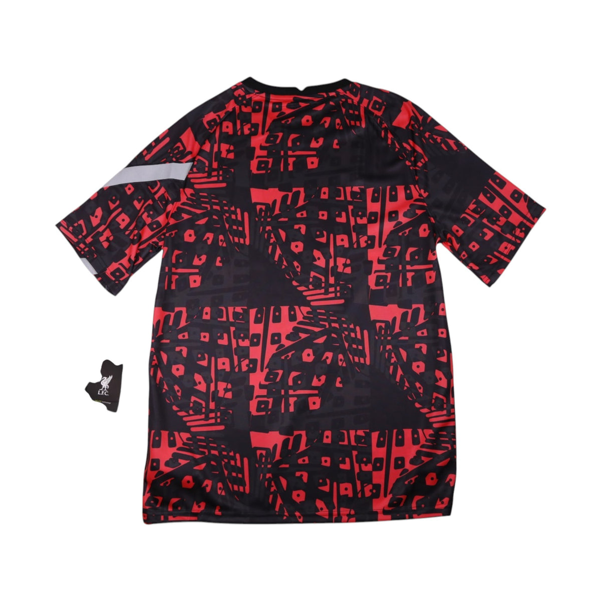 Back view of 2020/21 Liverpool Nike training shirt showing white sleeve stripe