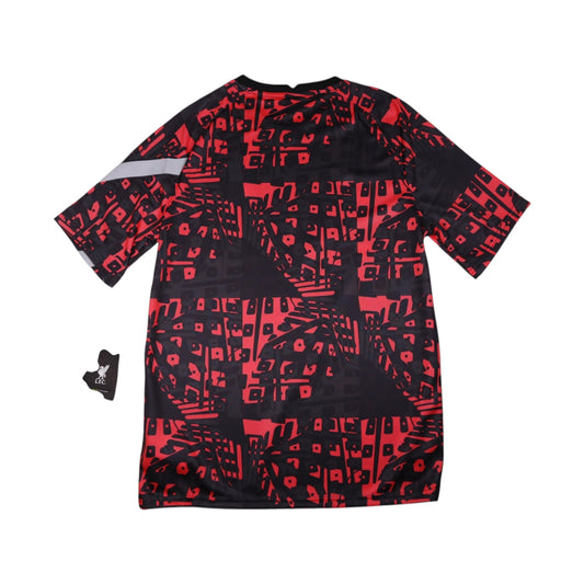 Back view of 2020/21 Liverpool Nike training shirt showing white sleeve stripe