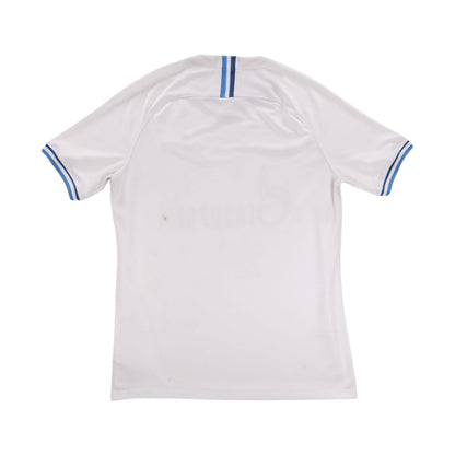 Back of white Zenit St. Petersburg 2019/20 away shirt showing blue neck trim