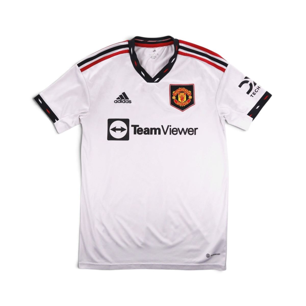 Manchester United 2022/23 away shirt front, white with TeamViewer sponsor and adidas logo