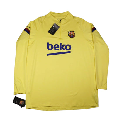 Barcelona 2019/20 Nike training top, front view, yellow with Beko sponsor