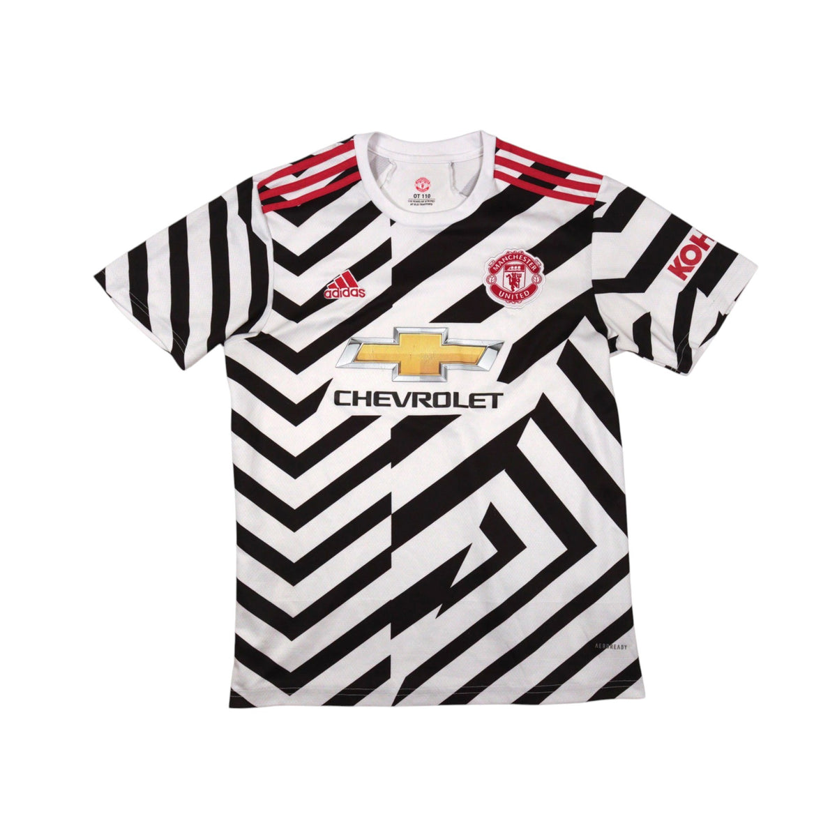 Manchester United adidas shirt front with Chevrolet sponsor and zigzag stripe design