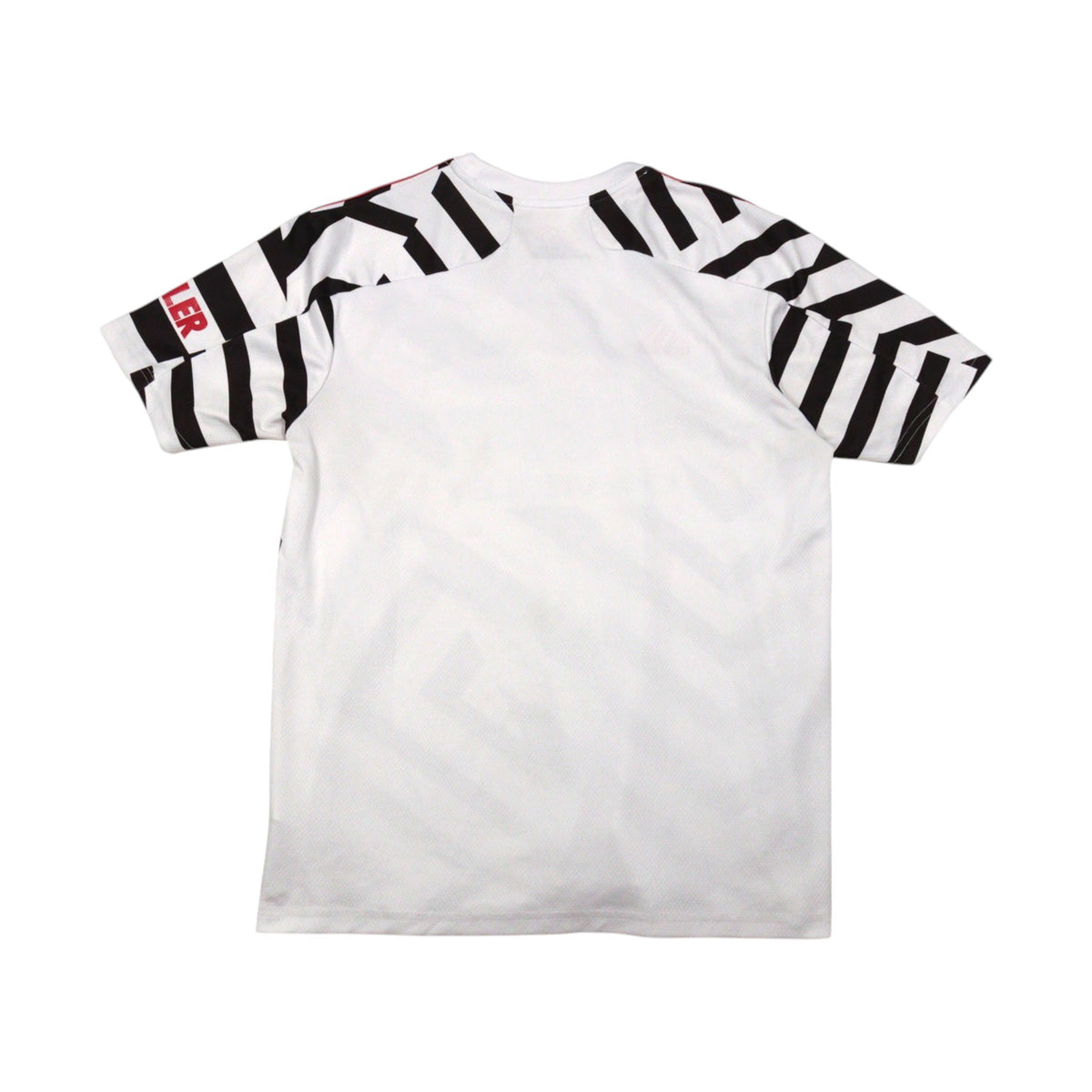 Manchester United adidas shirt back showing Kohler print on sleeve