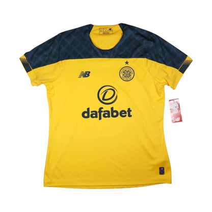 2019/20 Celtic away shirt front, yellow with navy shoulder panels and Dafabet sponsor