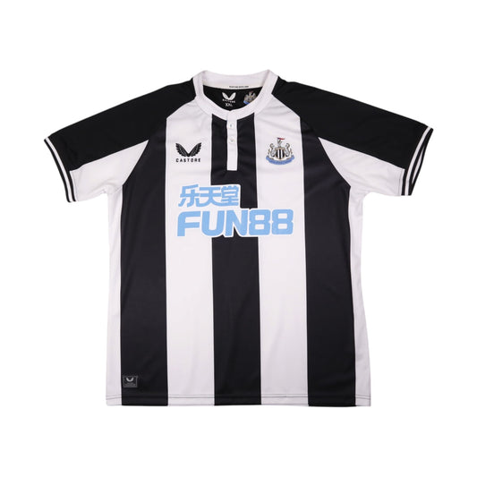 Front of Newcastle United 2021/22 home shirt with Fun88 sponsor and Castore logo