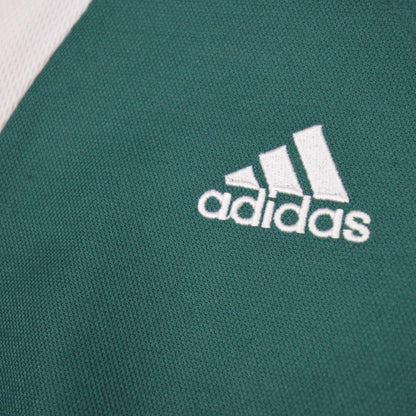 Close-up of the adidas logo embroidered on the sleeve