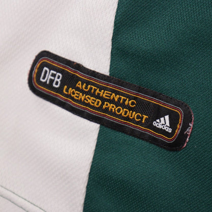 Close-up of the DFB licensed product tag inside the Germany away shirt