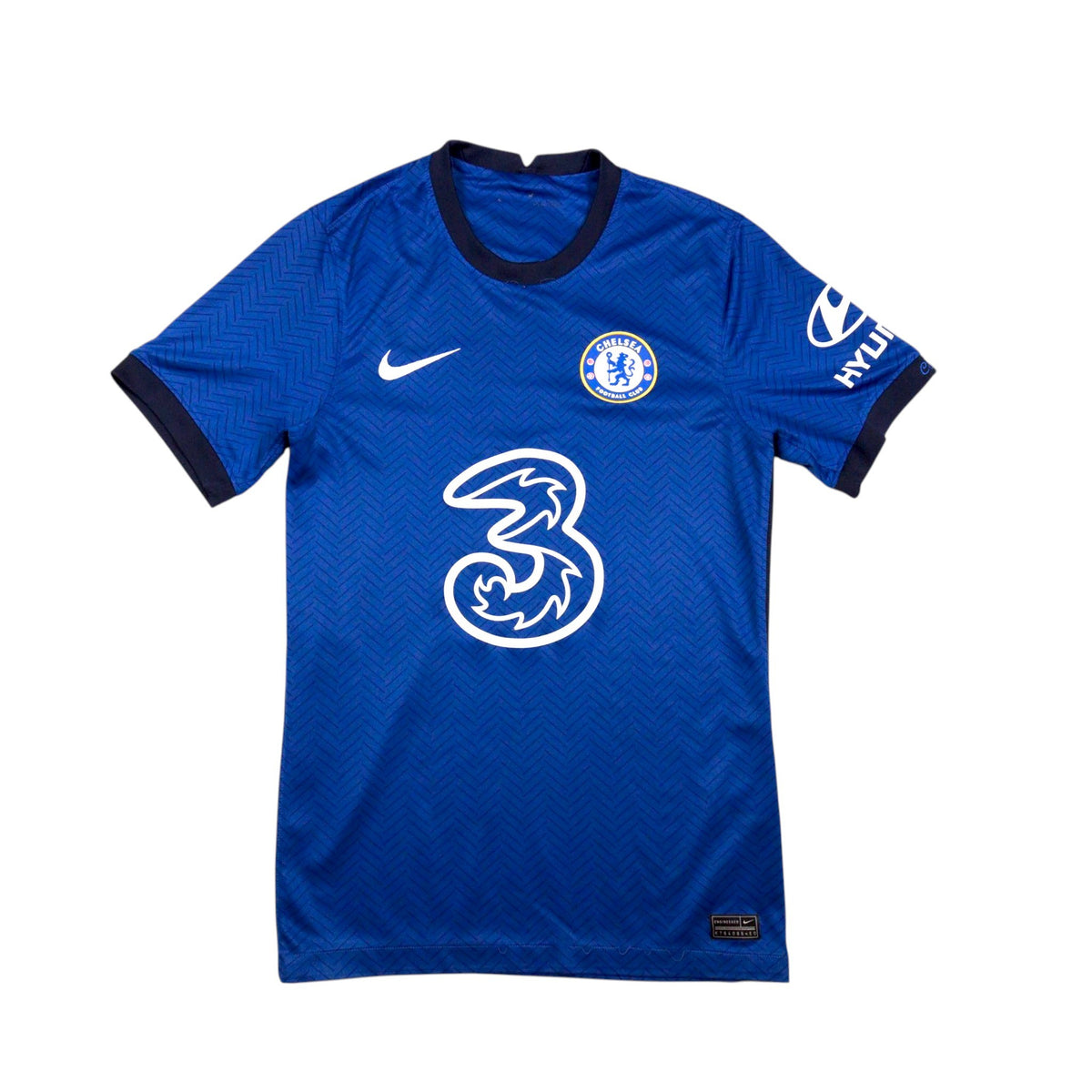 2020/21 Chelsea home shirt front, blue with navy trim, Three sponsor logo and Chelsea crest