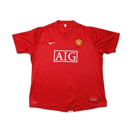 Manchester United 2008/09 home shirt front view with AIG sponsor