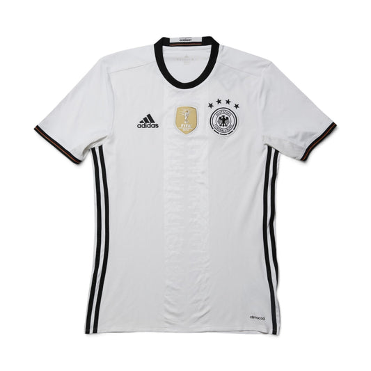Germany 2015/16 home shirt back view laid flat, showing full front design and crest