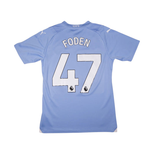 Manchester City home shirt back view printed Foden 47