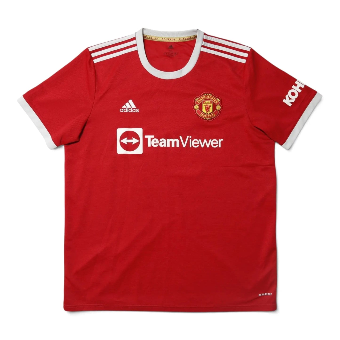 2021-22 Manchester United home shirt front view with TeamViewer sponsor