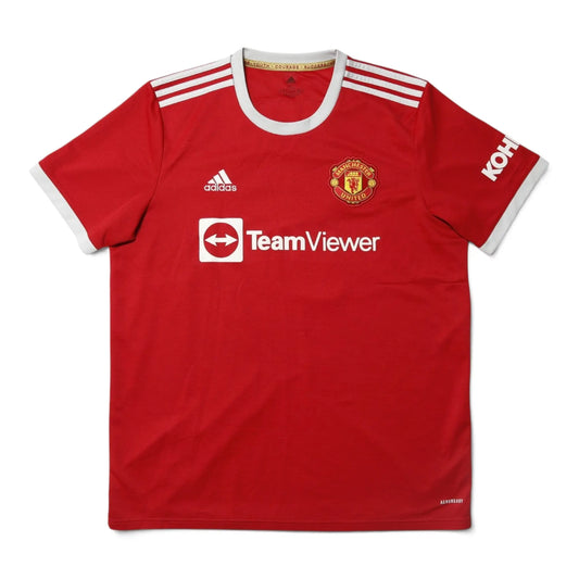 2021-22 Manchester United home shirt front view with TeamViewer sponsor