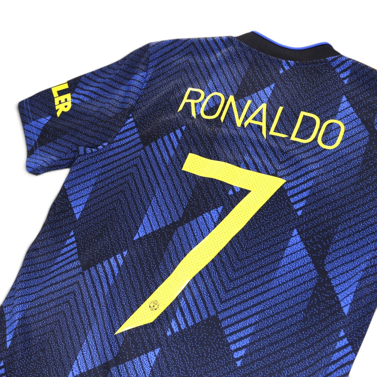 Close-up of Ronaldo number 7 printing on the back of the shirt