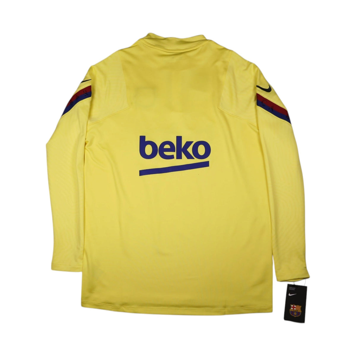 Barcelona 2019/20 Nike training top back view, yellow with Beko sponsor