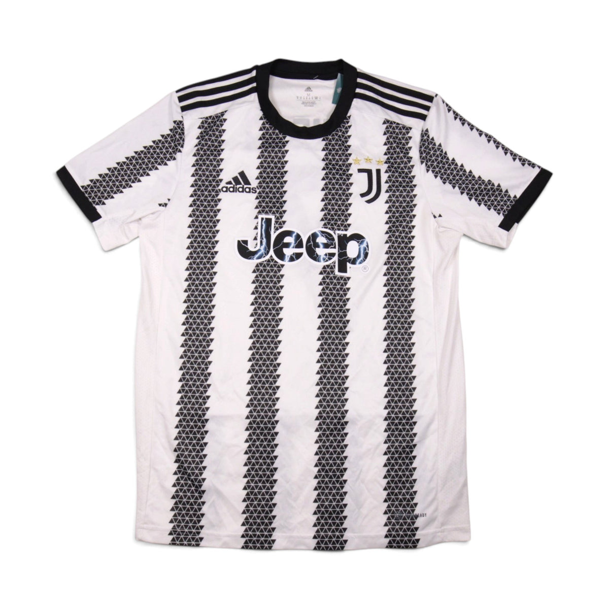 Juventus 2022/23 adidas home shirt front view with Jeep sponsor and crest