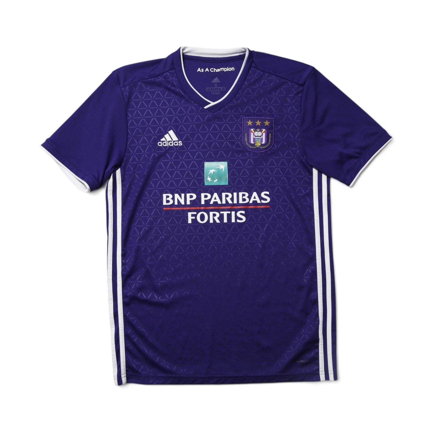2018/19 Anderlecht home shirt front view with BNP Paribas Fortis sponsor