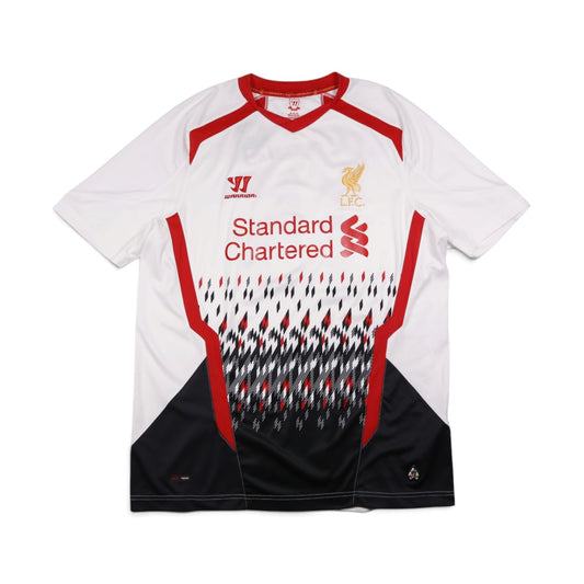 Liverpool 2013/14 away shirt front view with Standard Chartered sponsor and Liverbird crest