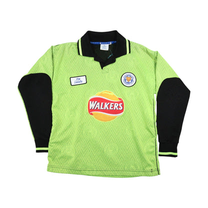 Leicester City 1998/99 goalkeeper shirt, green with Walkers sponsor and crest on the chest