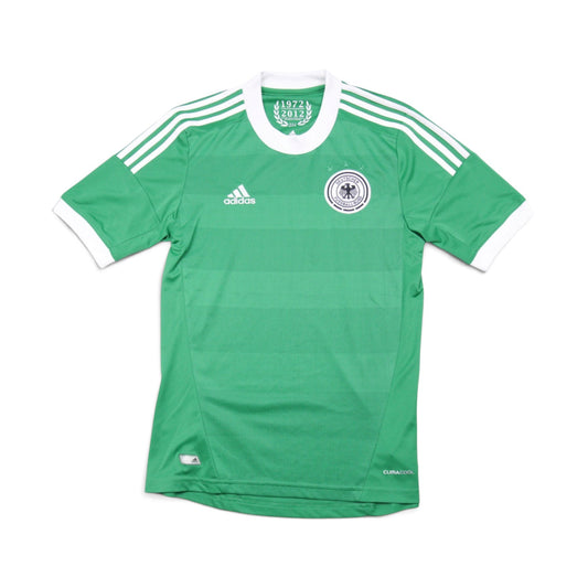 Front view of 2012/13 Germany away football shirt by adidas, green with white trim and DFB crest