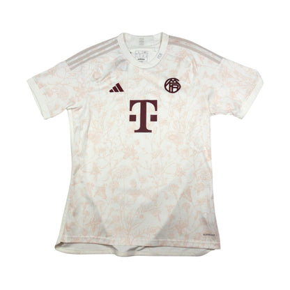 Bayern Munich 2023/24 adidas third shirt front view, off-white with floral print