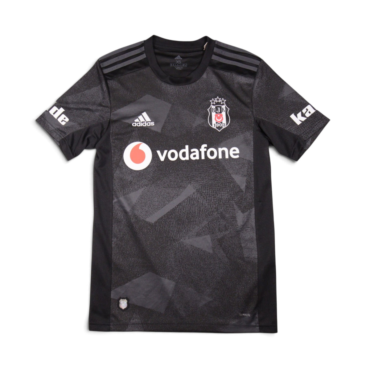 2019/20 Besiktas away shirt front view, black and grey camouflage design with Vodafone sponsor