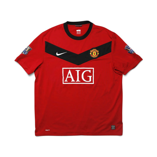 Manchester United 2009/10 home shirt front view with Nike and AIG branding