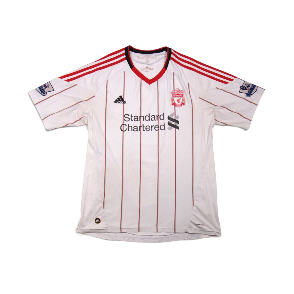 Front view of 2010/11 Liverpool away shirt by adidas with Standard Chartered sponsor