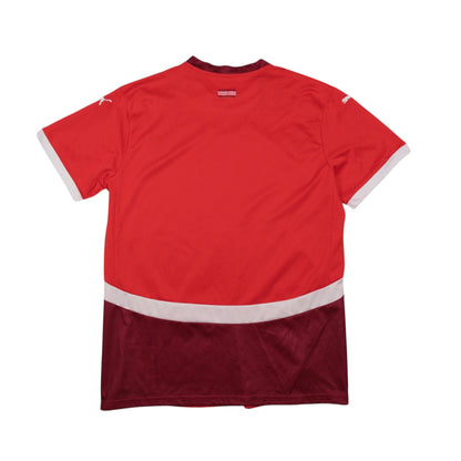 Switzerland 2024/25 home shirt back view, plain red with maroon lower panel