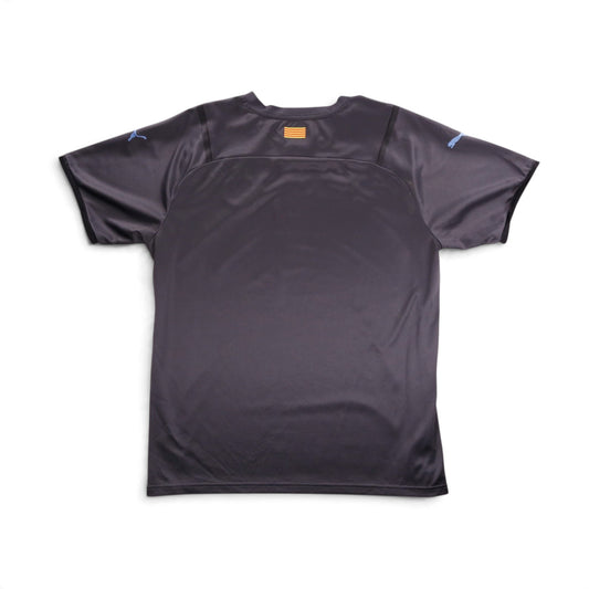Back view of the 2021/22 Girona away shirt showing the plain back and Catalan flag tab at the collar.