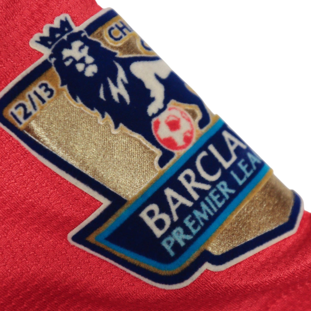 Close-up of the Barclays Premier League champions sleeve patch marked 12/13