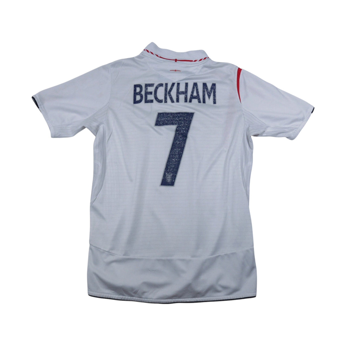Back view of England shirt printed with Beckham and number 7