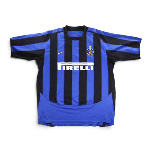 Inter Milan 2003/04 home shirt front view with Pirelli sponsor and Nike crest