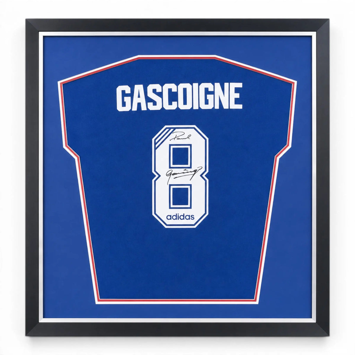 Gascoigne Framed Signed Rangers Football Shirt 1994/96 Seasons Forever Vintage