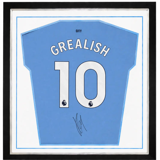 Grealish Framed Signed Manchester City Football Shirt 2024/25 Season Forever Vintage