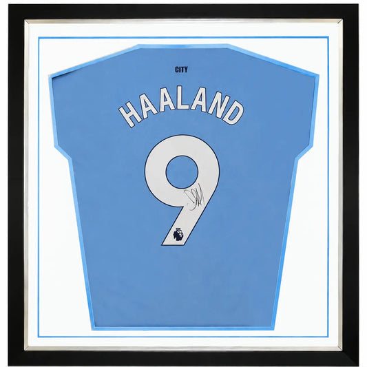 Erling Haaland Framed Signed Manchester City Football Shirt 2024/25 Season Forever Vintage