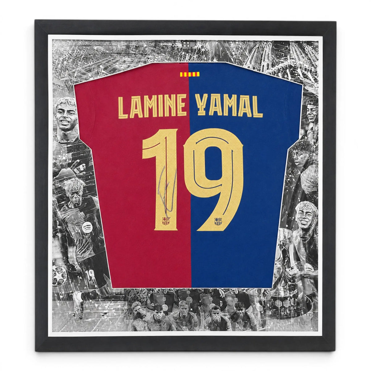 Lamine Yamal Framed Signed Barcelona Football Shirt Season 2024/25 Forever Vintage