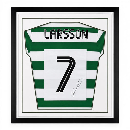Larsson Framed Signed Celtic Football Shirt Forever Vintage