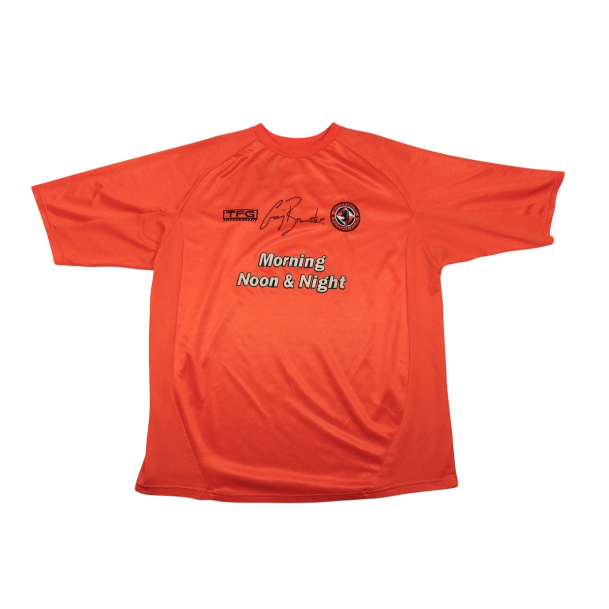 Orange Dundee United home shirt front with TFG logo and Morning Noon & Night sponsor