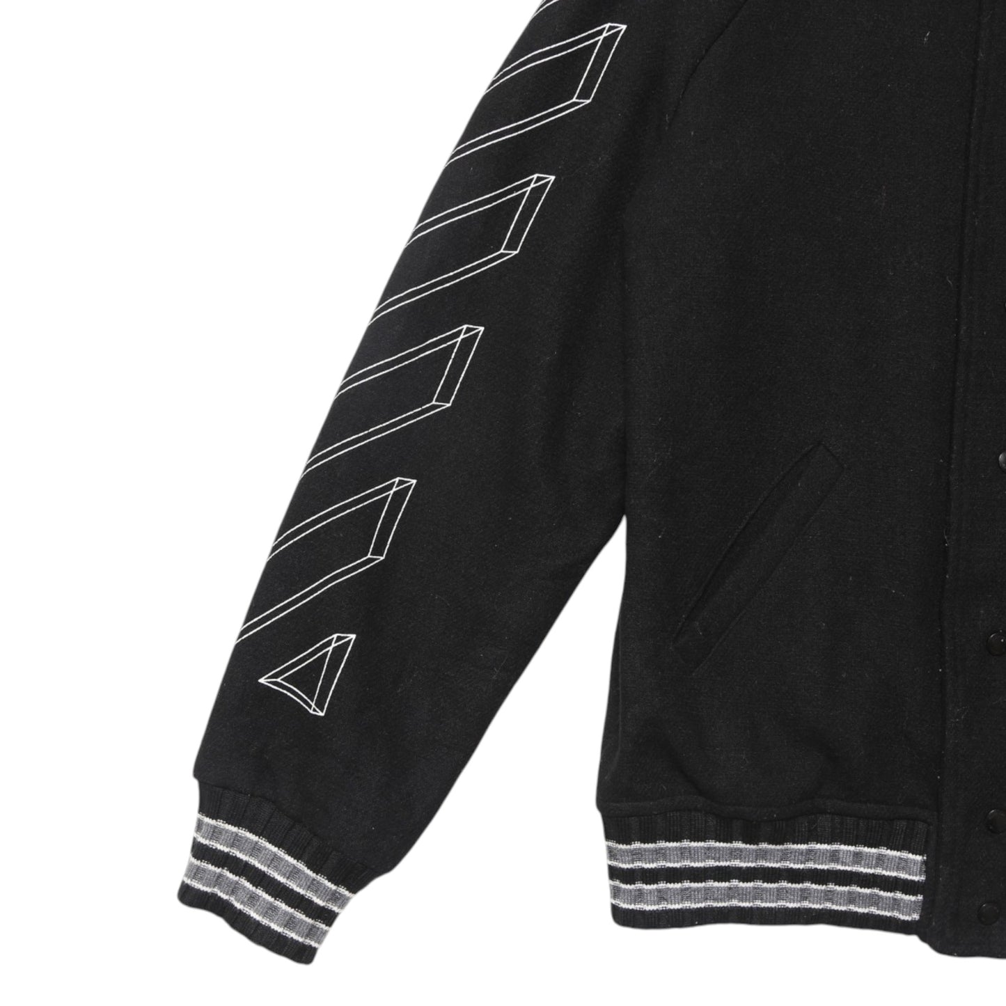 OFF-WHITE Diagonal Outline Logo-Embroidered Wool Varsity Jacket (L)
