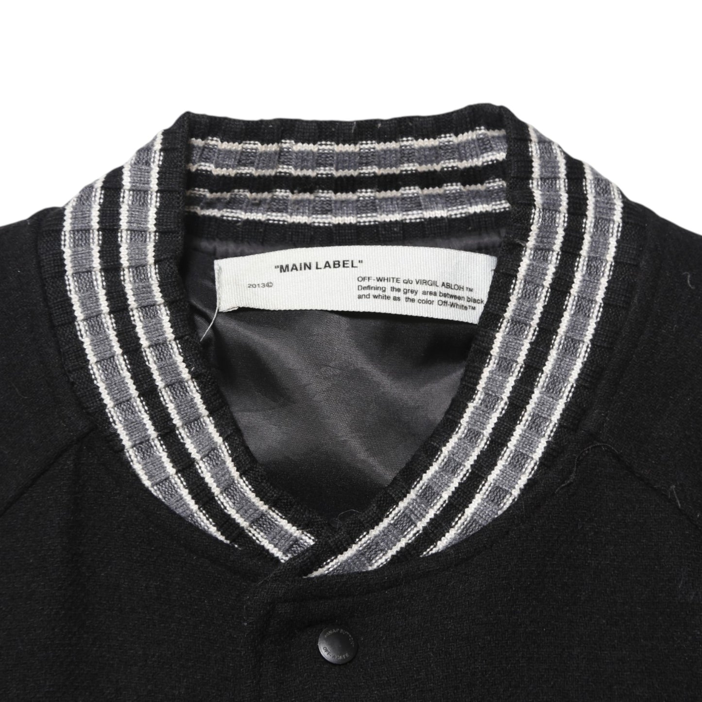 OFF-WHITE Diagonal Outline Logo-Embroidered Wool Varsity Jacket (L)