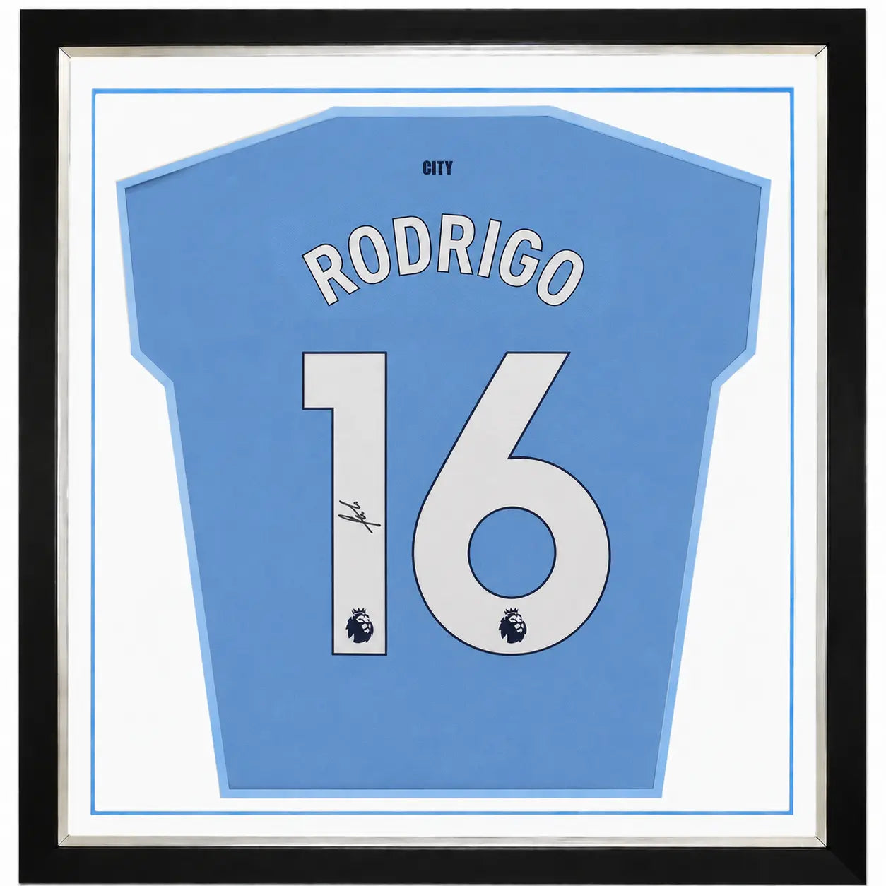 Rodri Framed Signed Manchester City Football Shirt 2024/25 Season Forever Vintage
